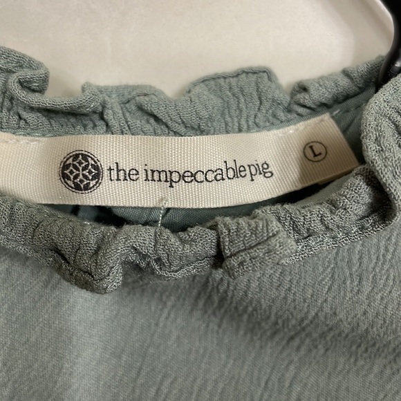 The Impeccable Pig Green Ruffled Mini Sundress - Picture 5 of 6